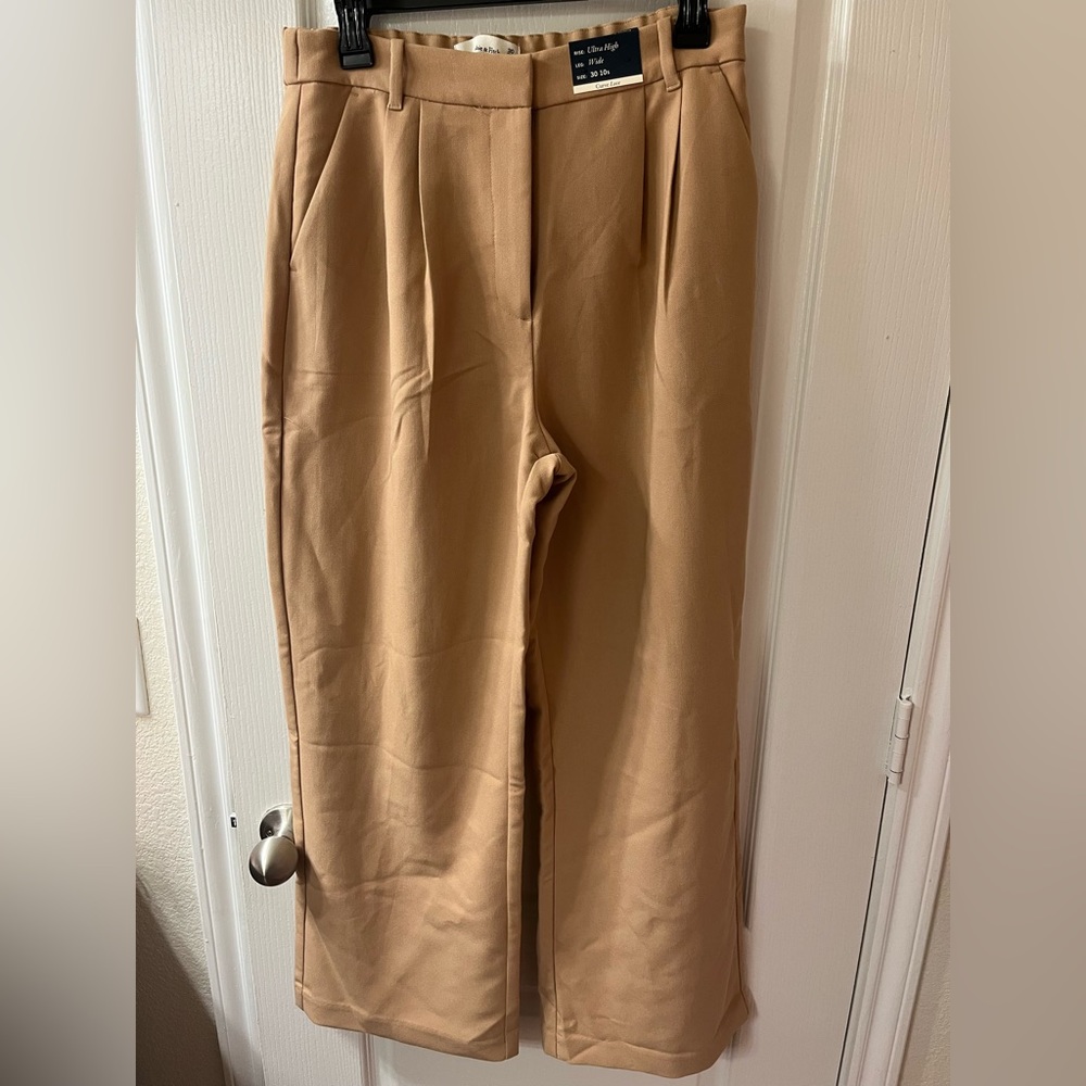 NWT Abercrombie & Fitch curve love ultra high rise wide leg pants size 30 short